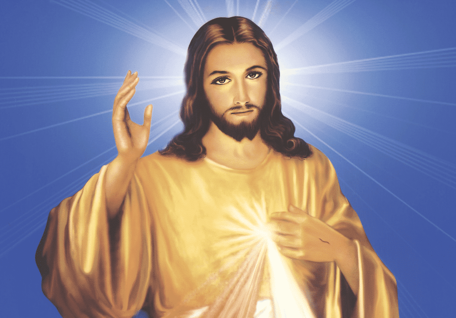 Imagen del Sagrado Corazón de Jesús. Descubre la Devoción e Historia del Sagrado Corazón, y las Iglesias asociadas a ella en la aplicación de Horarios de Misa en tu celular.