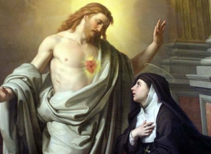 Imagen de Santa Margarita María Alacoque y Sagrado Corazón. Descubre la Devoción e Historia del Sagrado Corazón, y las Iglesias asociadas a ella en la aplicación de Horarios de Misa en tu celular.