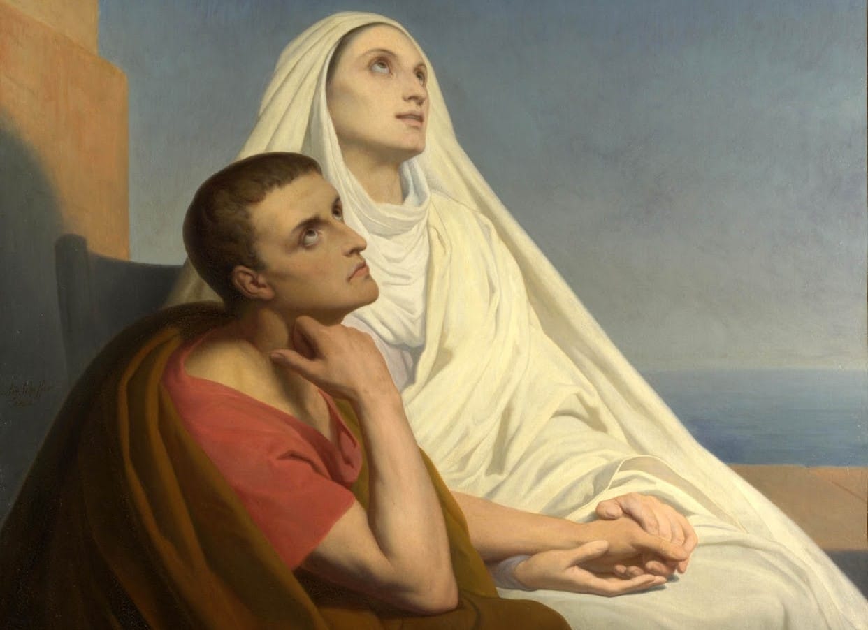St. Monica and St. Augustine Image of Saint Monica and Saint Augustine. Discover why the Church celebrates them, and where their remains are today in the article August 27 and 28: Saint Monica and Saint Augustine. Download Mass Times on your cell phone today!