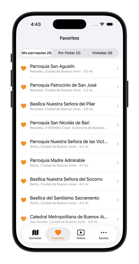 Parroquias Favoritas - Horarios de Misa